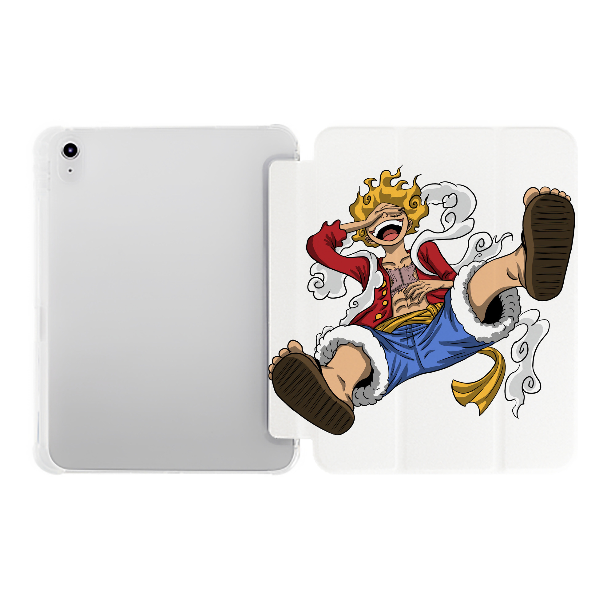 （画像用） ワンピース モンキー・D・ルフィ ONE PIECE Monkey D. Luffy IPad ケース ペン収納付き 三つ折りスタンド PUレザー×シリコン 対応機種9.5/10.5/10.9インチ